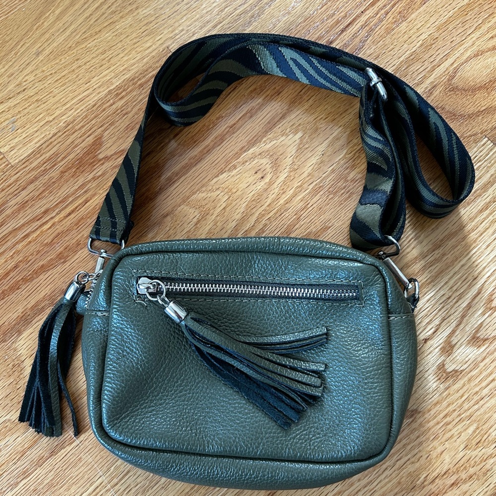 Olive Green Leather Crossbody Bag